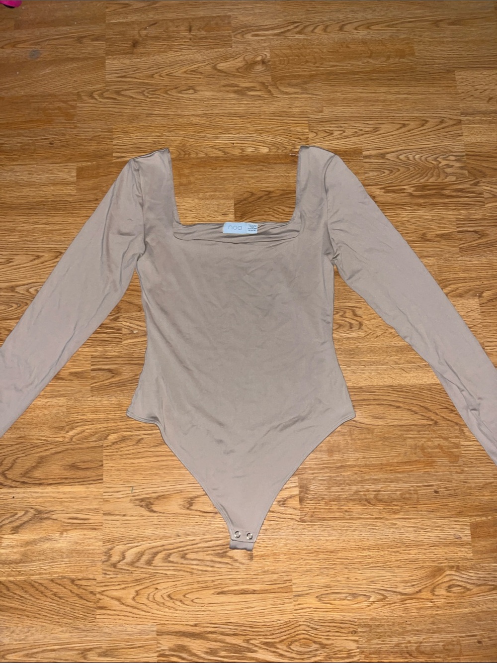 Square Neck Long Sleeve Nude Bodysuit